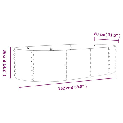 Patio Raised Bed Galvanized Steel 152x80 x 14.2 " Brown
