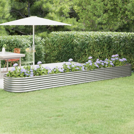 Patio Raised Bed Galvanized Steel 440x80 x 14.2 " Silver