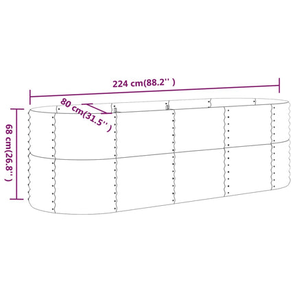 Garden Raised Bed Galvanized Steel 88.2"x31.5"x26.8" Silver