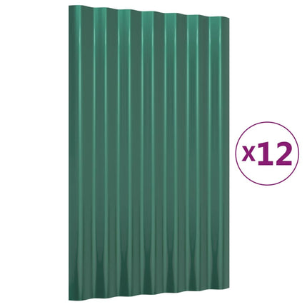 Roof Panels 12 pcs Galvanized Steel Green 23.6"x14.2