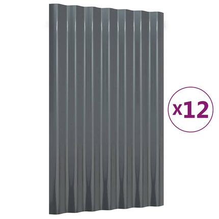 Roof Panels 12 pcs Galvanized Steel Anthracite 23.6"x14.2