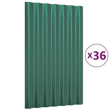 Roof Panels 36 pcs Galvanized Steel Green 23.6"x14.2
