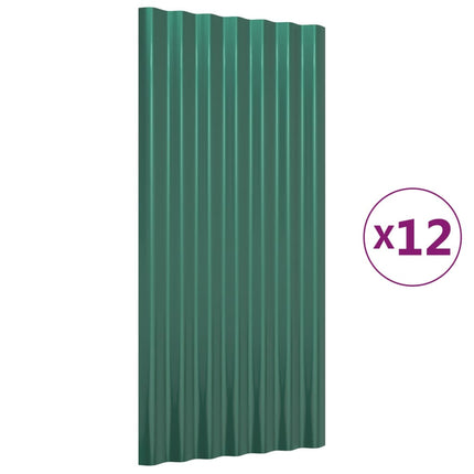 Roof Panels 12 pcs Galvanized Steel Green 31.5"x14.2