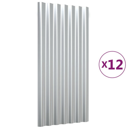 Roof Panels 12 pcs Galvanized Steel Silver 31.5"x14.2