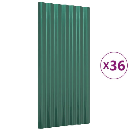 Roof Panels 36 pcs Galvanized Steel Green 31.5"x14.2
