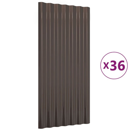 Roof Panels 36 pcs Galvanized Steel Brown 31.5"x14.2