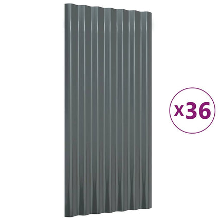 Roof Panels 36 pcs Galvanized Steel Anthracite 31.5"x14.2