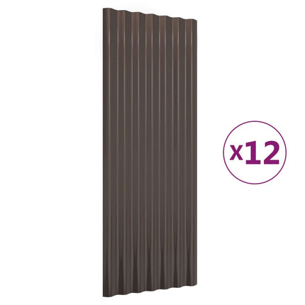 Roof Panels 12 pcs Galvanized Steel Brown 39.4"x14.2