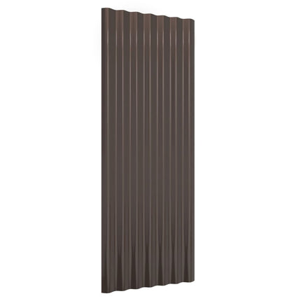 Roof Panels 12 pcs Galvanized Steel Brown 39.4"x14.2