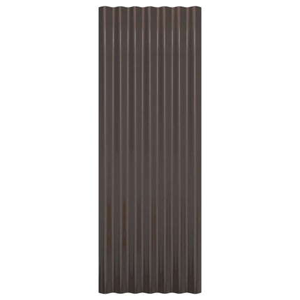 Roof Panels 12 pcs Galvanized Steel Brown 39.4"x14.2