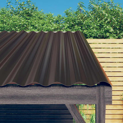 Roof Panels 12 pcs Galvanized Steel Brown 39.4"x14.2