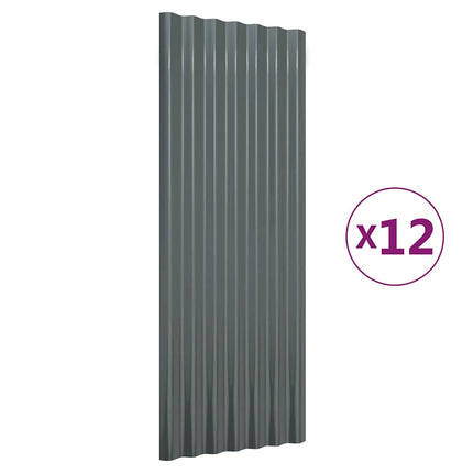 Roof Panels 12 pcs Galvanized Steel Anthracite 39.4"x14.2