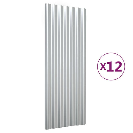 Roof Panels 12 pcs Galvanized Steel Silver 39.4"x14.2