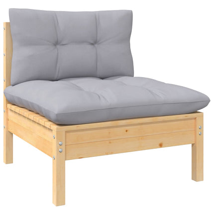 5 Piece Patio Lounge Set with Gray Cushions Pinewood