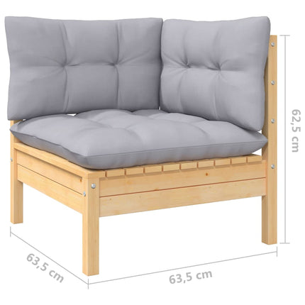 5 Piece Patio Lounge Set with Gray Cushions Pinewood
