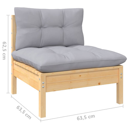 5 Piece Patio Lounge Set with Gray Cushions Pinewood