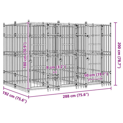 Outdoor Dog Kennel Steel 59.5 ft²