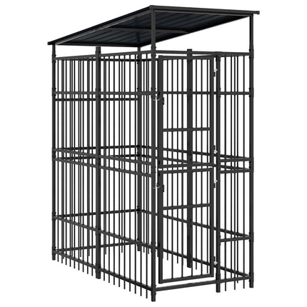Outdoor Dog Kennel with Roof Steel 19.8 ft²