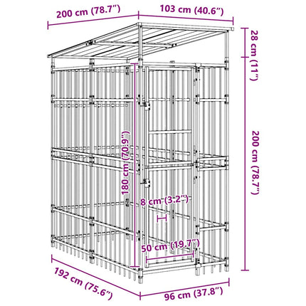 Outdoor Dog Kennel with Roof Steel 19.8 ft²