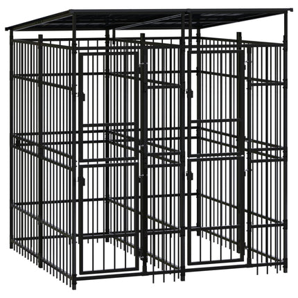 Outdoor Dog Kennel with Roof Steel 39.7 ft²