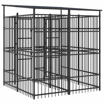 Outdoor Dog Kennel with Roof Steel 39.7 ft²