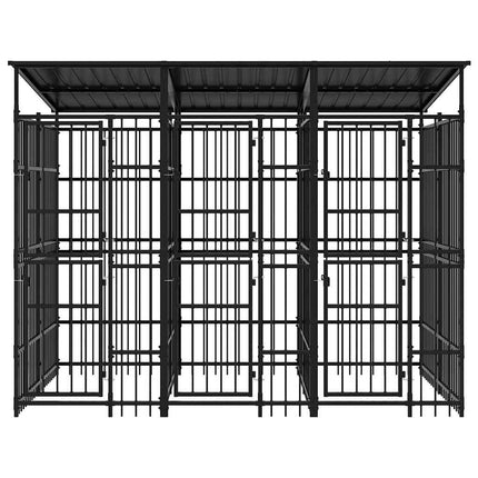 Outdoor Dog Kennel with Roof Steel 59.5 ft²