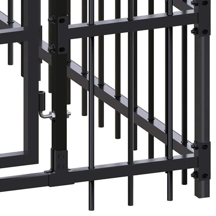 Outdoor Dog Kennel with Roof Steel 59.5 ft²