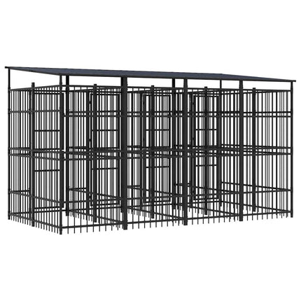 Outdoor Dog Kennel with Roof Steel 79.3 ft²
