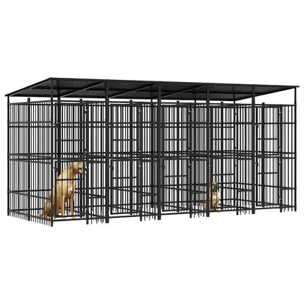 Outdoor Dog Kennel with Roof Steel 99.2 ft²