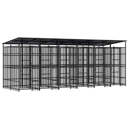 Outdoor Dog Kennel with Roof Steel 119 ft²