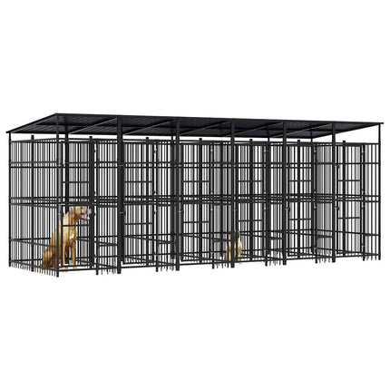 Outdoor Dog Kennel with Roof Steel 119 ft²
