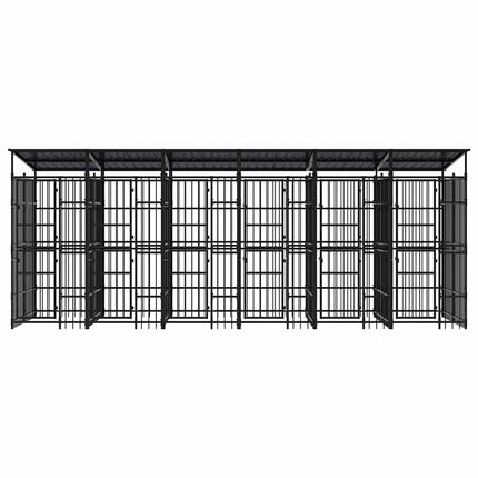 Outdoor Dog Kennel with Roof Steel 119 ft²