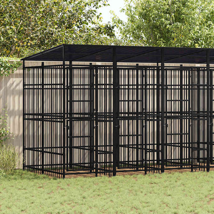 Outdoor Dog Kennel with Roof Steel 119 ft²