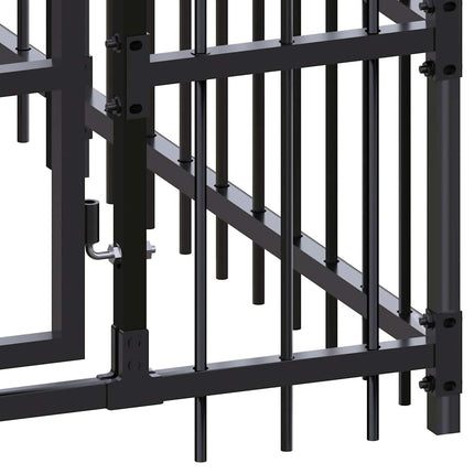 Outdoor Dog Kennel with Roof Steel 138.9 ft²