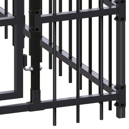 Outdoor Dog Kennel with Roof Steel 158.8 ft²