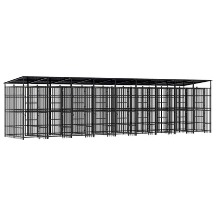 Outdoor Dog Kennel with Roof Steel 178.6 ft²