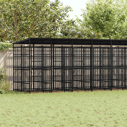 Outdoor Dog Kennel with Roof Steel 178.6 ft²