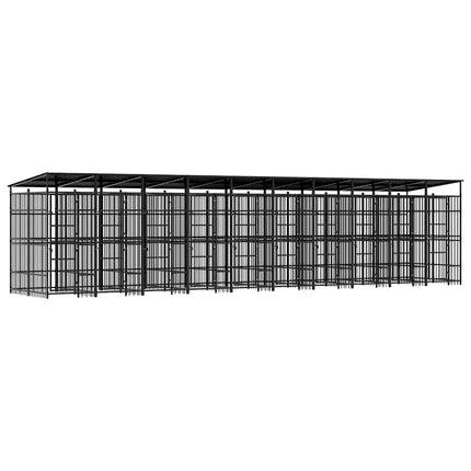 Outdoor Dog Kennel with Roof Steel 198.4 ft²