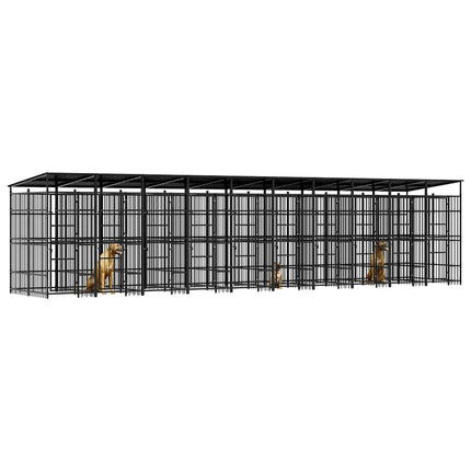 Outdoor Dog Kennel with Roof Steel 198.4 ft²