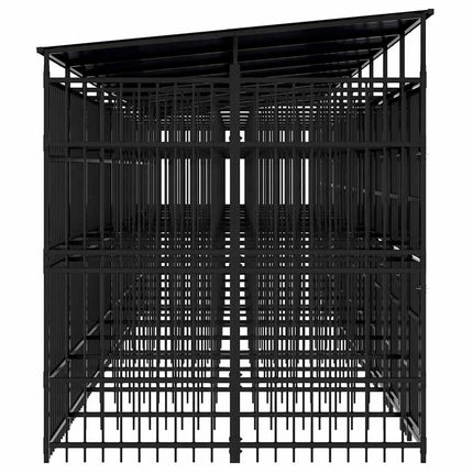 Outdoor Dog Kennel with Roof Steel 198.4 ft²