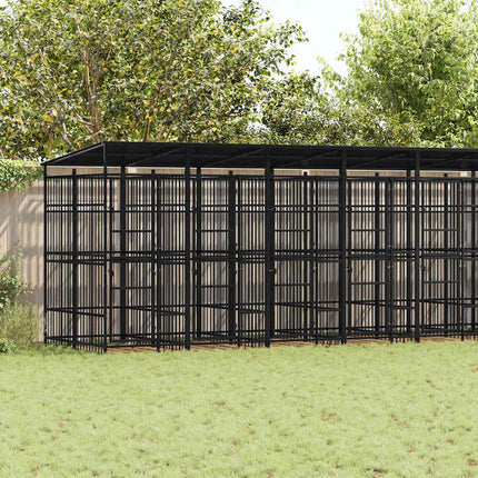 Outdoor Dog Kennel with Roof Steel 198.4 ft²