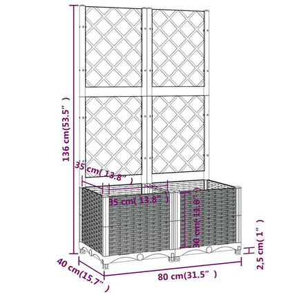 Garden Planter with Trellis Blue Grey 31.5x15.7x53.5" PP
