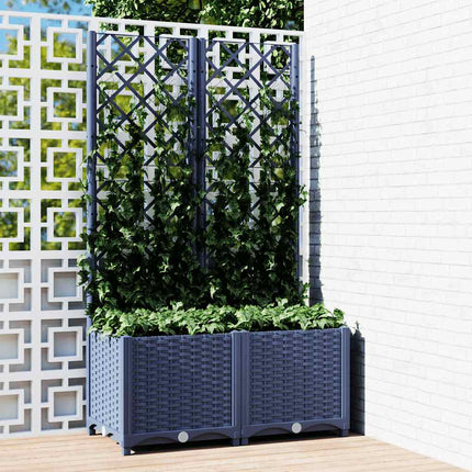 Garden Planter with Trellis Blue Grey 31.5x15.7x53.5" PP