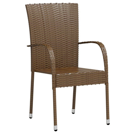 3 Piece Patio Dining Set Poly Rattan Brown