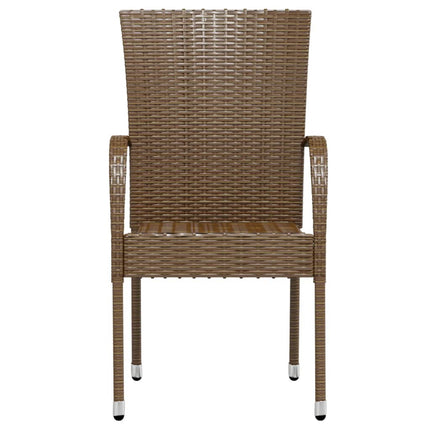 3 Piece Patio Dining Set Poly Rattan Brown