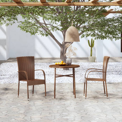 3 Piece Patio Dining Set Poly Rattan Brown