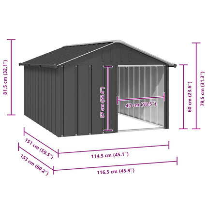 Dog House Anthracite 45.9"x60.2"x32.1" Galvanized Steel