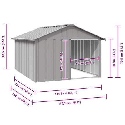 Dog House Gray 45.9"x60.2"x32.1" Galvanized Steel