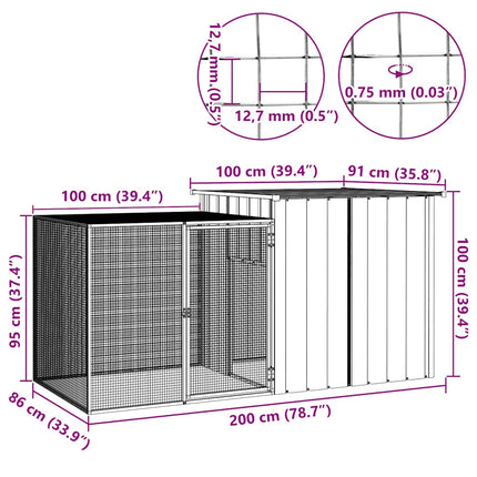 Chicken Cage Anthracite 78.7"x35.8"x39.4" Galvanized Steel