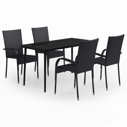 5 Piece Patio Dining Set Black